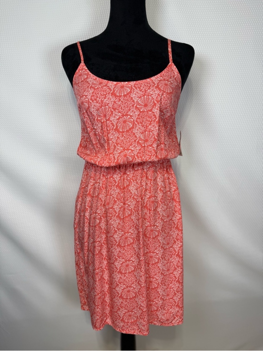 Old Navy Sleeveless Woven Shells Print Coral Cami Dress Women's Sz XS NWT Beachy